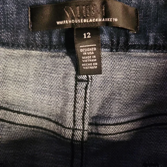 Black And White Classic Blue Denim Split Skirt Sz 12 - Picture 5 of 11